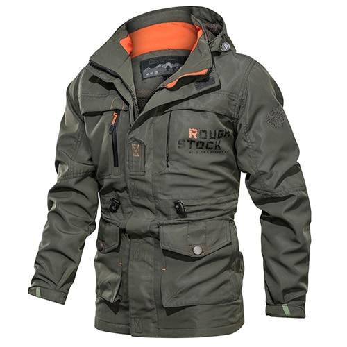Men’s Mid-Length Hooded Casual Outdoor Jacket - Plus Size - Picture 8 of 9