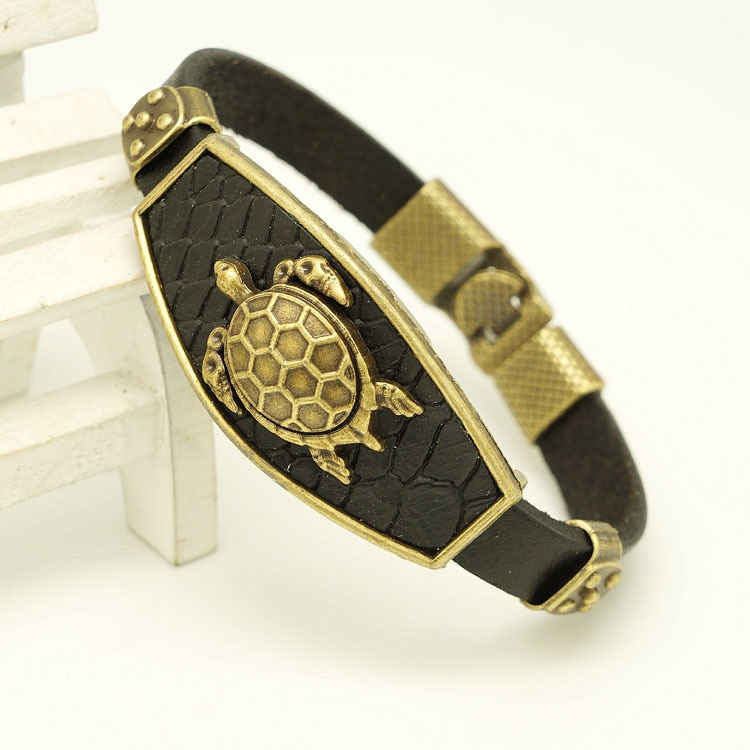 Vintage fashion turtle leather bracelet
