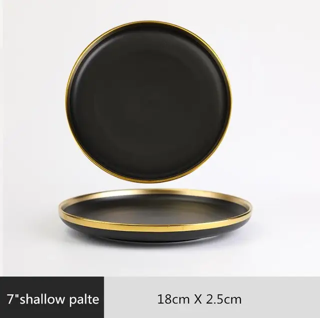 Ceramic Black Bowl and Plate Cutlery Set