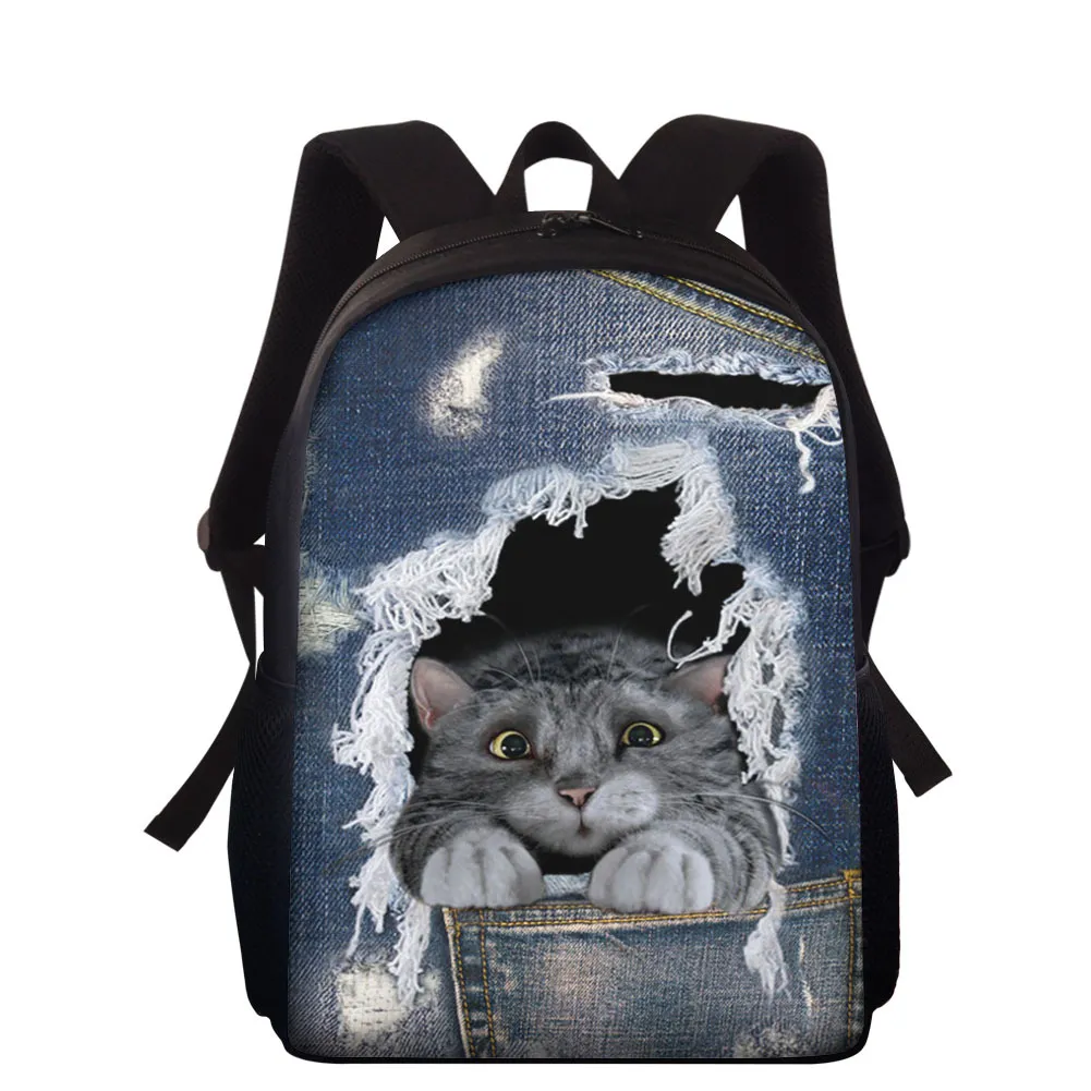Cowboy hollowed-out pet cat children's schoolbags - Cc3659Z87