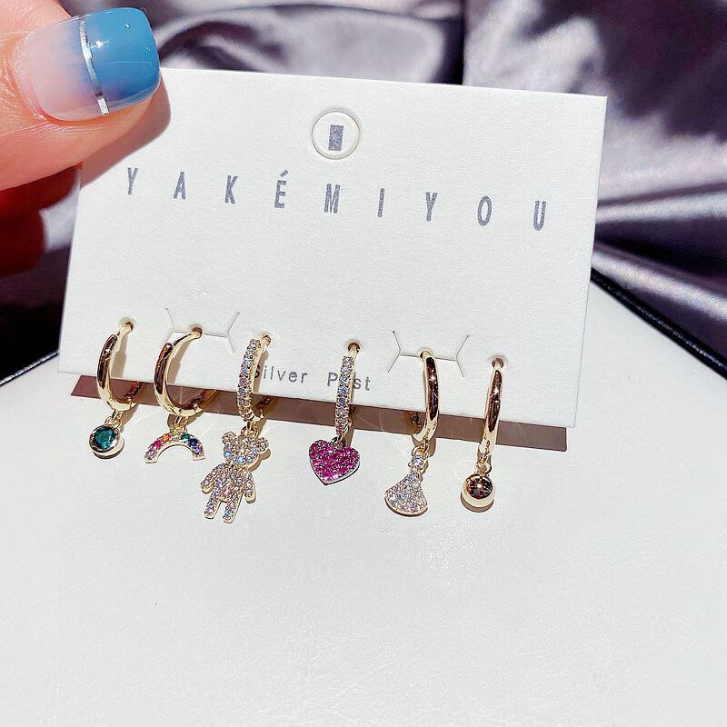 High-end Korean cute girl bear earring set