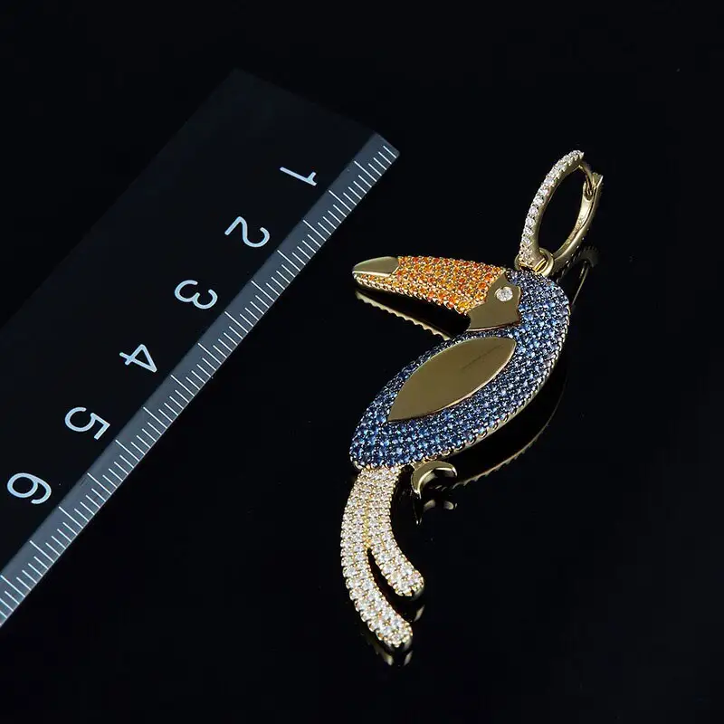 Toucan earrings with zircon inlaid sterling silver