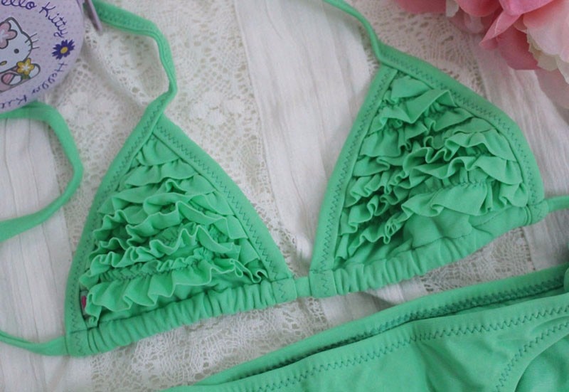 Multiple flounces bikini bathing suit for girls children