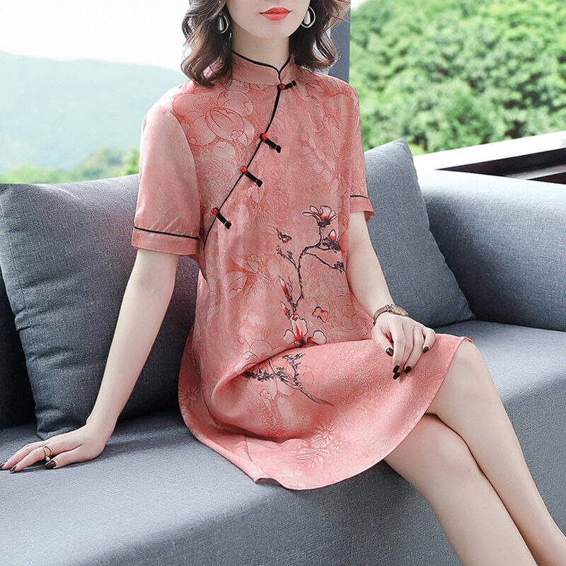 Silk dress noble self-cultivation temperament cheongsam