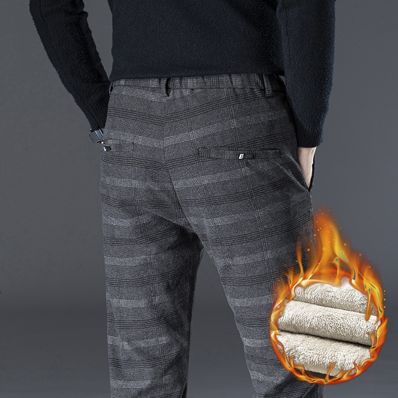 Winter Plus Velvet Thick Men's Slim Pants