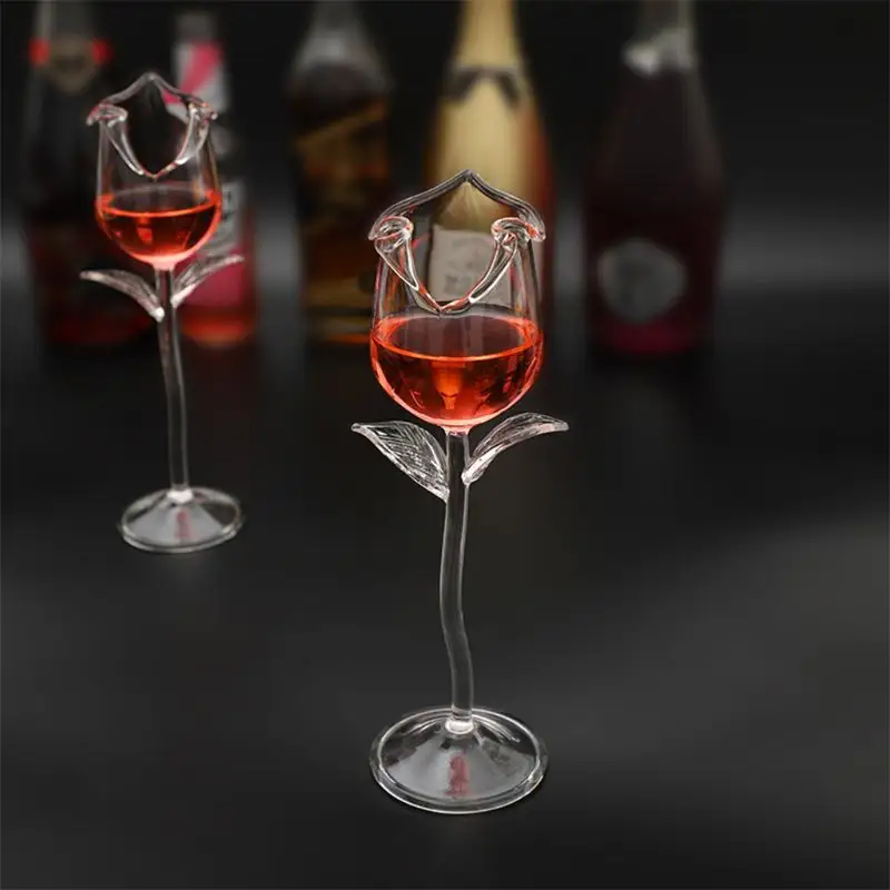 Fancy Red Wine Goblet Cocktail Glasses 100ml Rose Flower