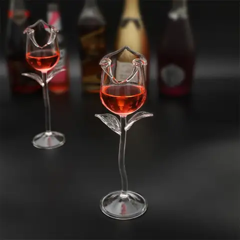 Fancy Red Wine Goblet Cocktail Glasses 100ml Rose Flower