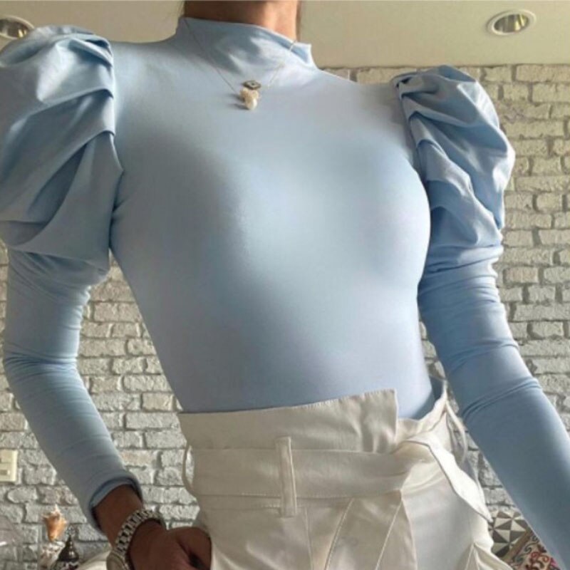 Round Neck Puff Sleeve Knitted Light Luxury Top