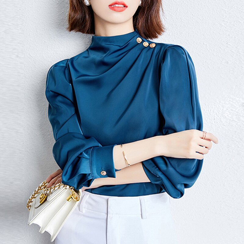 Hong Kong Style Professional New Satin Shirt Long Sleeve