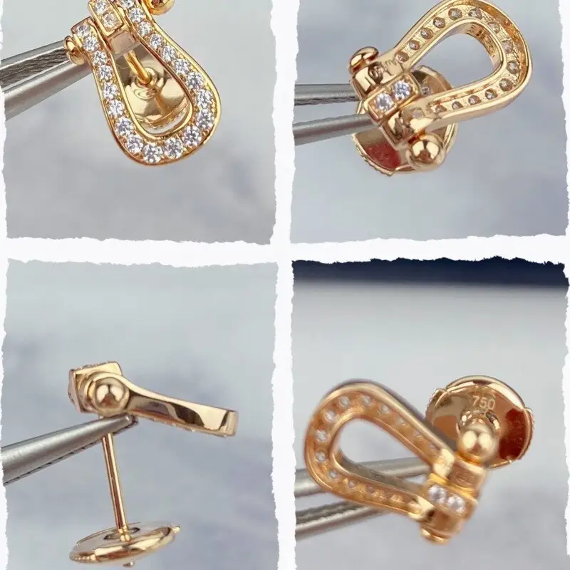 S925 Sterling Silver Horseshoe Buckle Stud Earrings