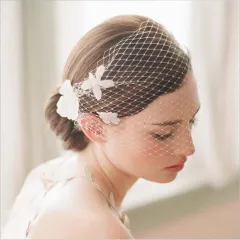 European and American Style Big Mesh Wedding Veil - White - View 1