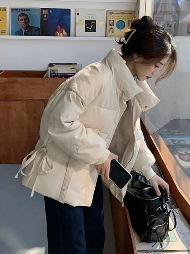 Parka Jacket Women's Autumn Winter New Style Korean Loose Warm and Hand Stuffed Bread Female Trend White - Shop at LoveMi