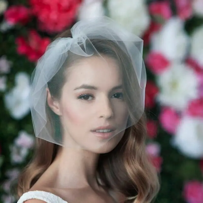 Bridal Veil Mesh Wedding Hijab Short Style