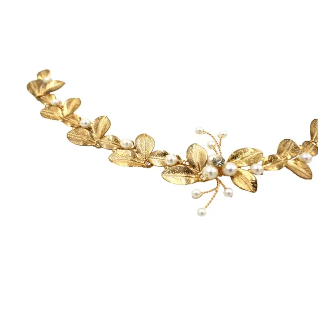 Golden Leaf Beaded Bridal Wedding Hair Ornament Gold - Shop at LoveMi