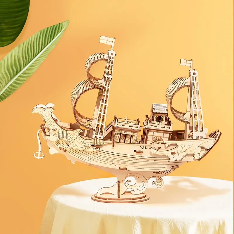 Wooden Puzzle Games Boat & Ship Model Toys For Children Kids Girls Birthday Gift – image 2