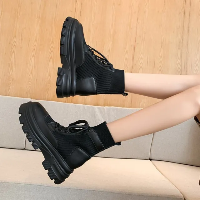Fashionable Breathable Non slip Wear resistant Martin Women's British Style Short Thin Boots Black - Shop at LoveMi