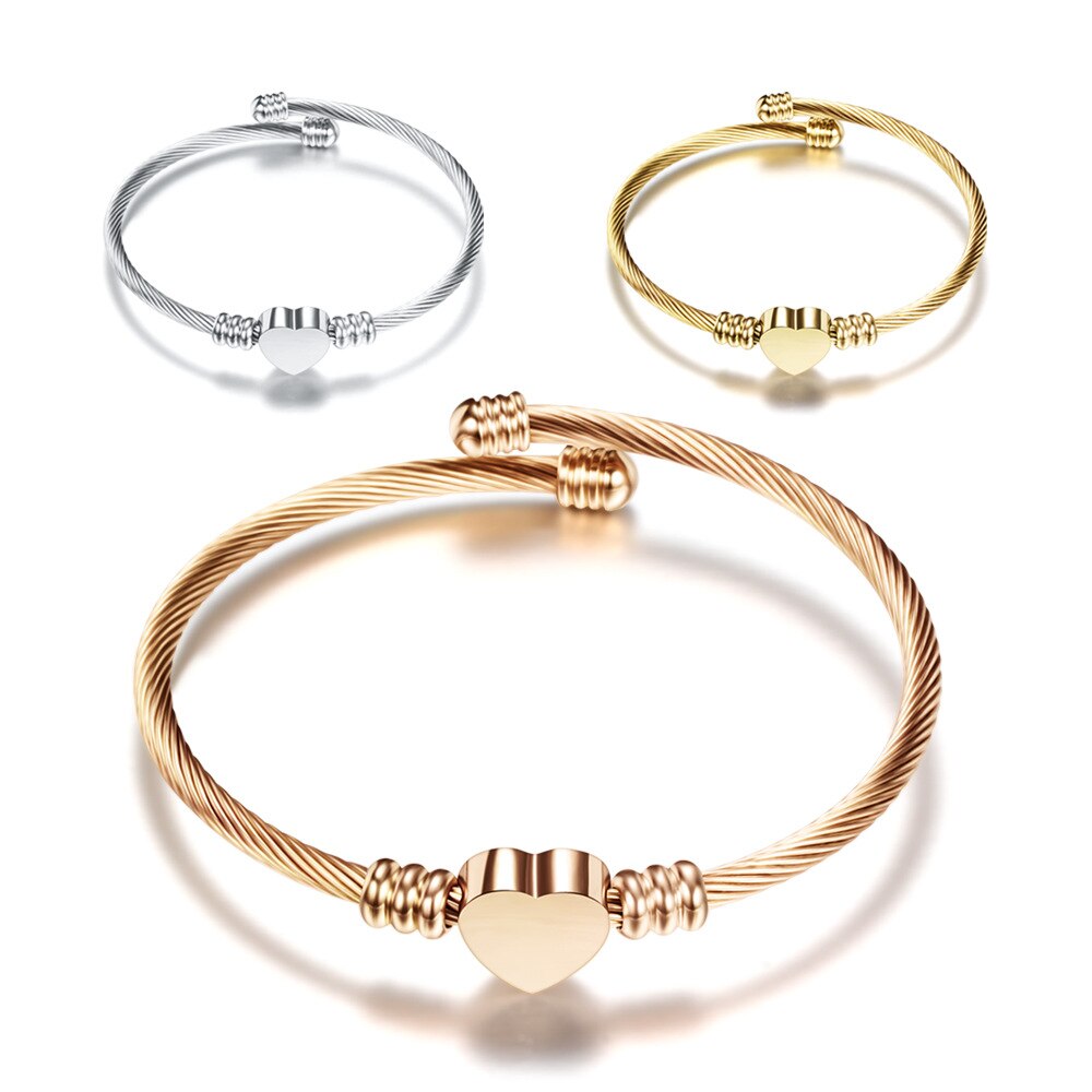 Stainless Steel Wire Woven Heart-Shaped Bracelet