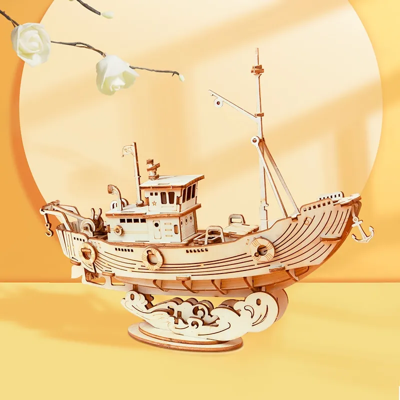 Wooden Puzzle Games Boat & Ship Model Toys For Children Kids Girls Birthday Gift – image 4