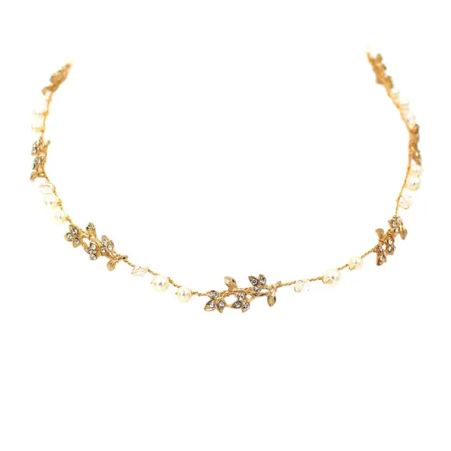 Handmade Bridal Hair Ornament With Beaded Leaves Golden - Shop at LoveMi