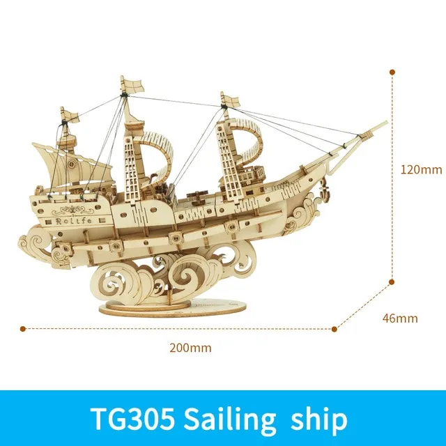 Wooden Puzzle Games Boat & Ship Model Toys For Children Kids Girls Birthday Gift – image 10