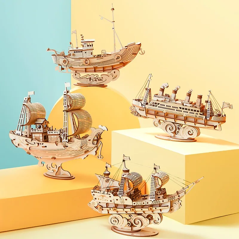 Wooden Puzzle Games Boat & Ship Model Toys For Children Kids Girls Birthday Gift – image 5