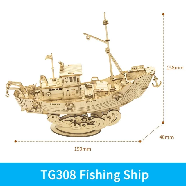 Wooden Puzzle Games Boat & Ship Model Toys For Children Kids Girls Birthday Gift – image 8