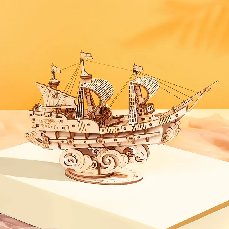 Wooden Puzzle Games Boat & Ship Model Toys For Children Kids Girls Birthday Gift – image 6