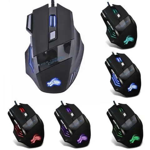 Wired Gaming Mouse 5500DPI 7-Color LED Backlight Optical Gamer
