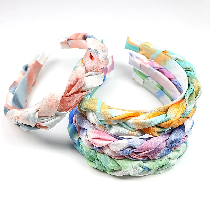 Korean Color Printing Twist Hair Band Wide Edge Cloth Girl National Fashion Headband