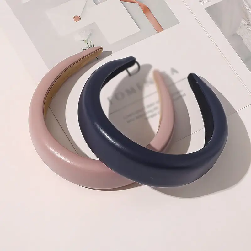 European And American Pu Leather Thickened Sponge Headband