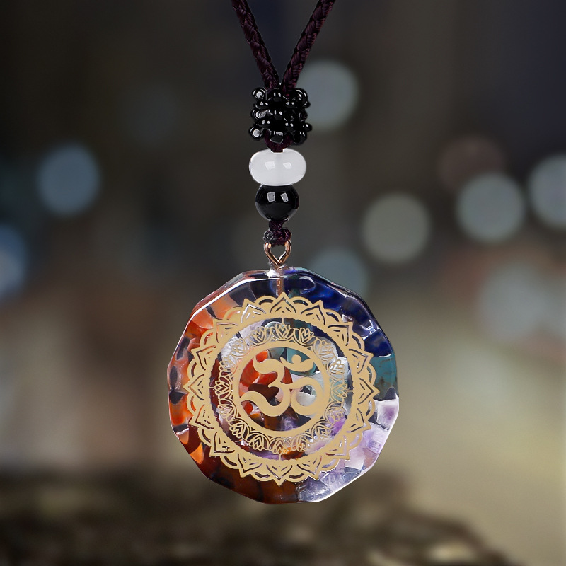 Natural Stone Gravel Pendant Long Sweater Chain