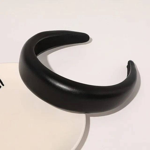 European And American Pu Leather Thickened Sponge Headband Black - Shop at LoveMi