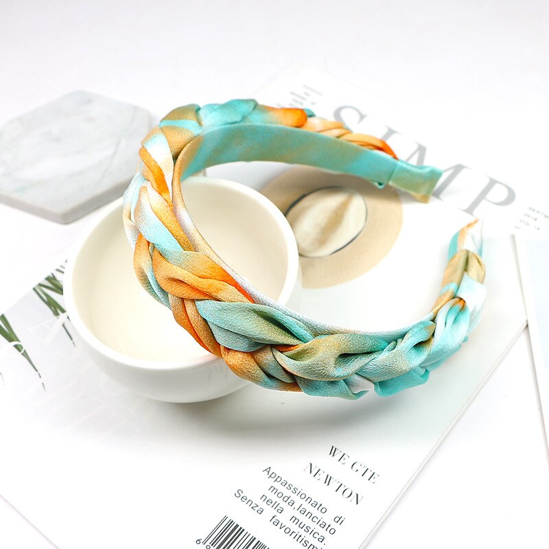Korean Color Printing Twist Hair Band Wide Edge Cloth Girl National Fashion Headband 3 Color - Shop at LoveMi