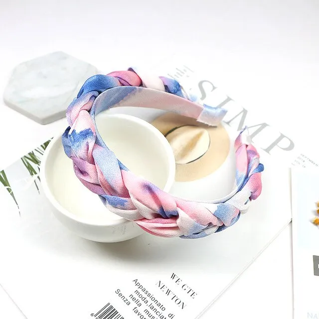 Korean Color Printing Twist Hair Band Wide Edge Cloth Girl National Fashion Headband - 1 Color