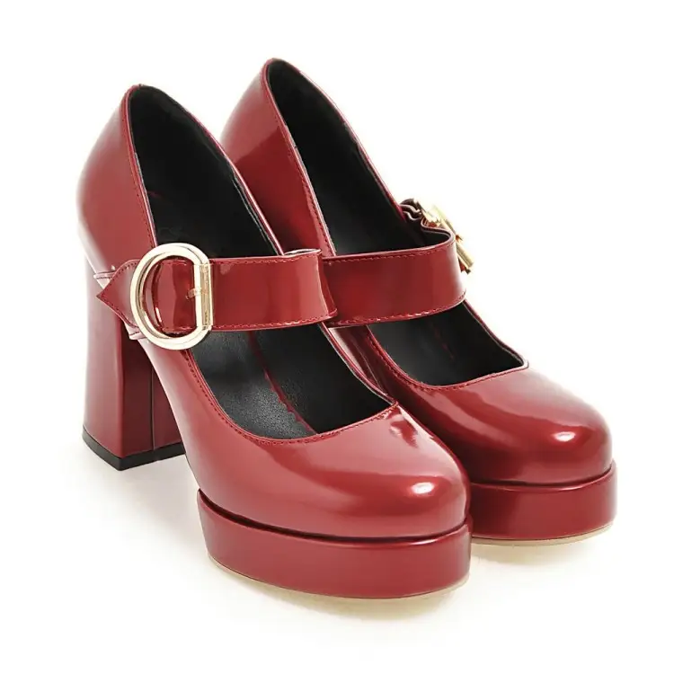 Women's Small Size Thick High-heeled Shoes With Buckle