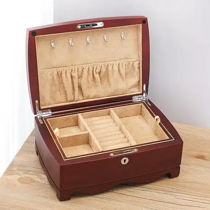 Multifunctional Wooden Jewelry Box With Multi-Layer Retro Style