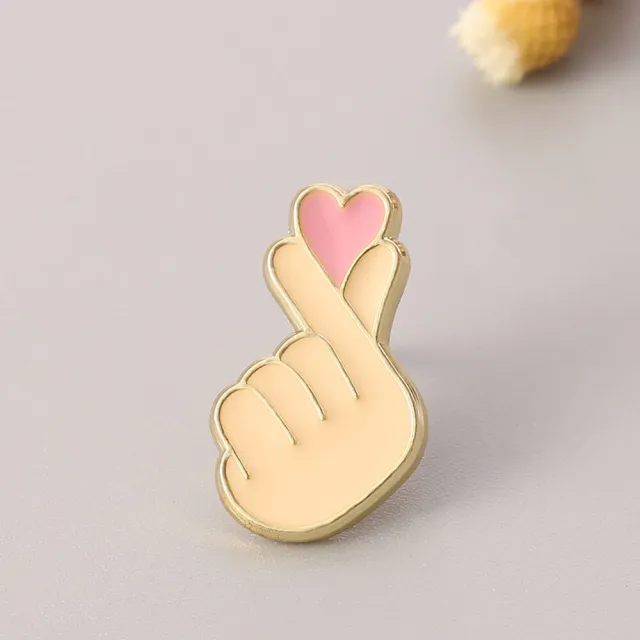 Girl Finger Heart Brooch Denim Shirt Men's And Women's Clothing Accessories Xz855 Style - Shop at LoveMi