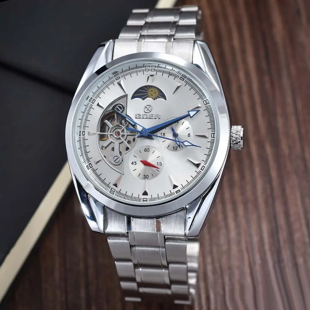 Relogio Masculino Men Tourbillon Watches Stainless Steel Band Automatic