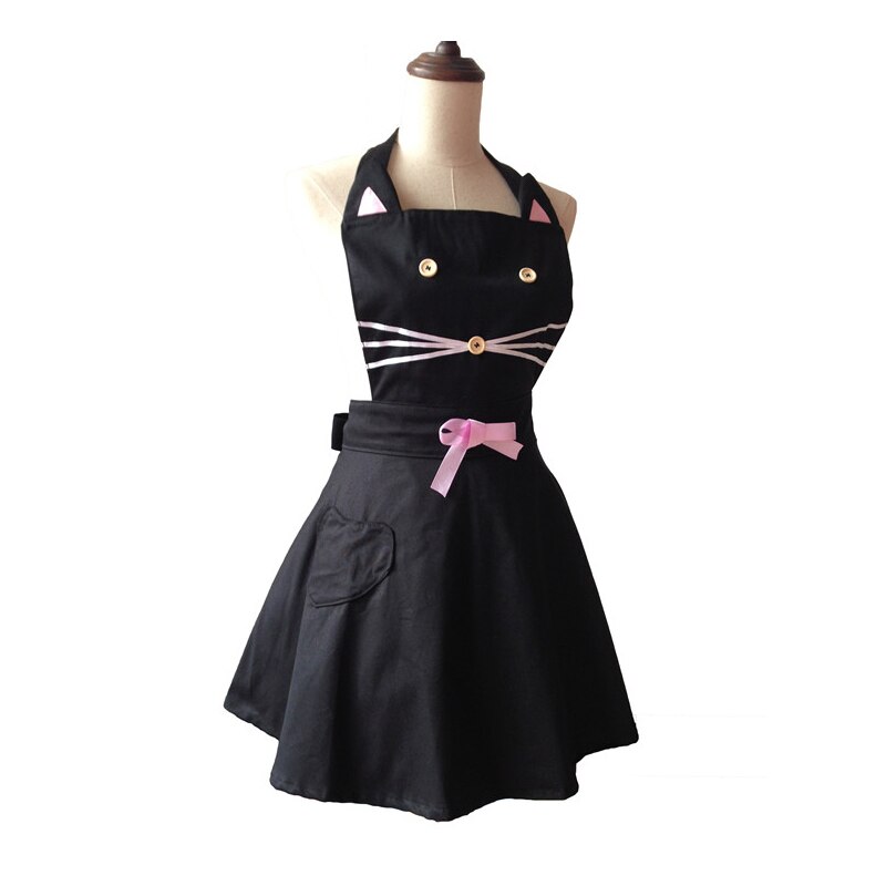 Style Cotton Black Skirt Apron High-End Cute Korean Kitchen Home