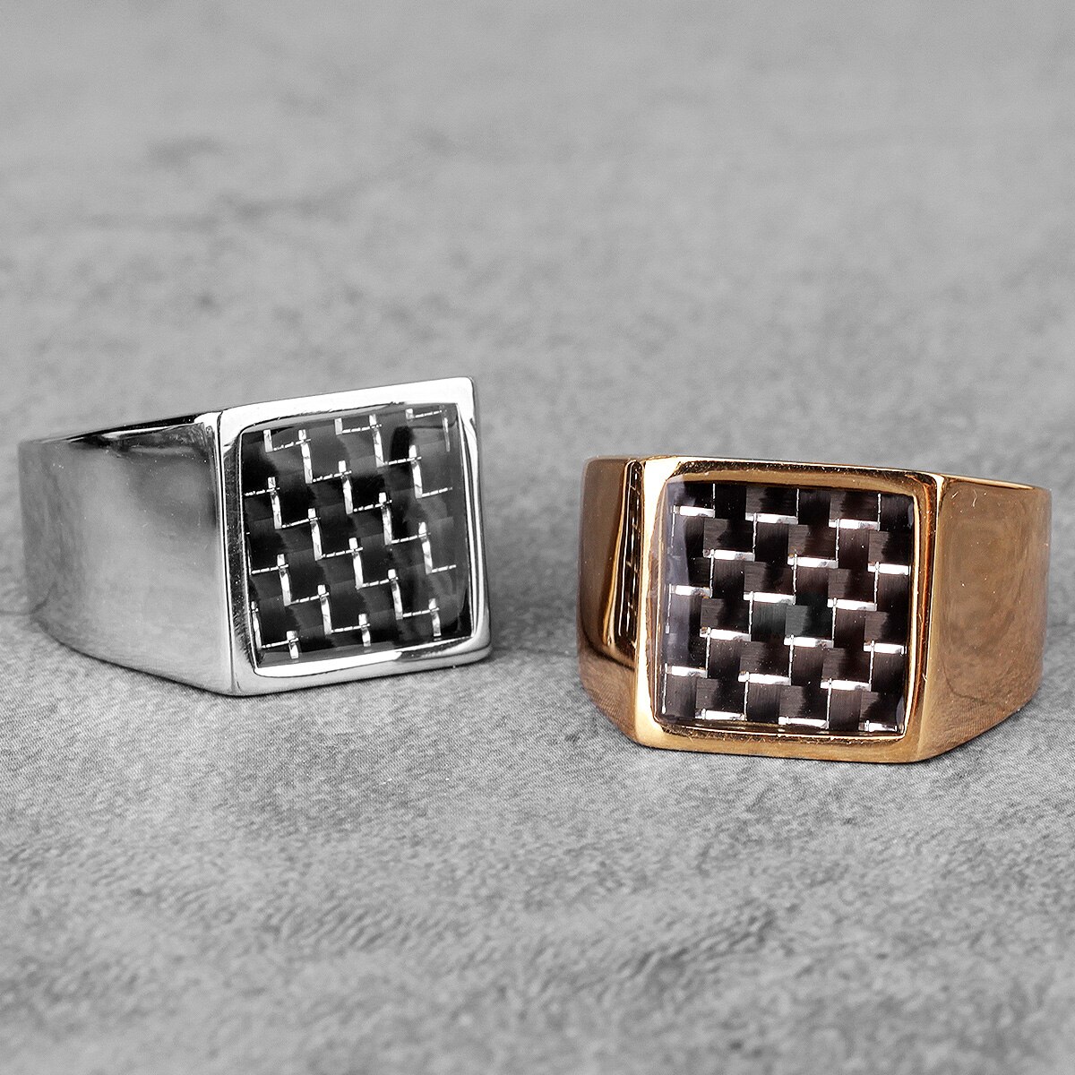 Carbon Fiber Square Titanium Steel Ring