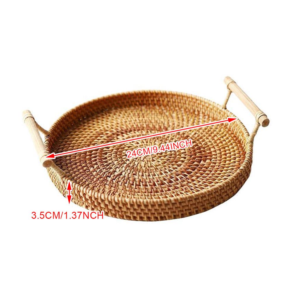 Modern Housewife Japanese Rattan Tray (24CM-Photo Color)