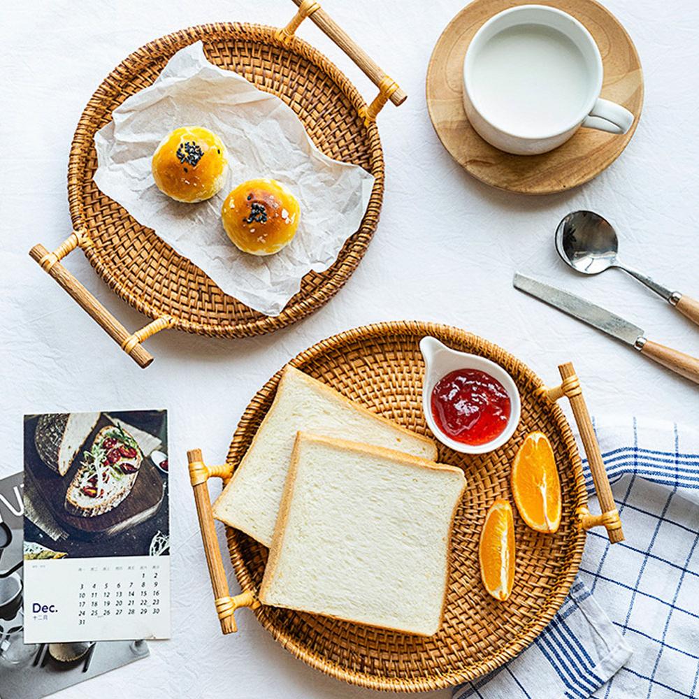 Modern Housewife Japanese Rattan Tray (24CM-Photo Color)