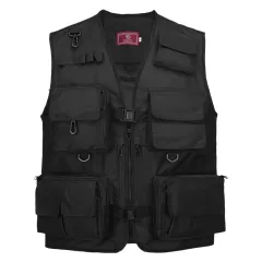 Black Vest Waistcoat Vest Men And Women With Multifunctional Tooling Style - Black - View 1