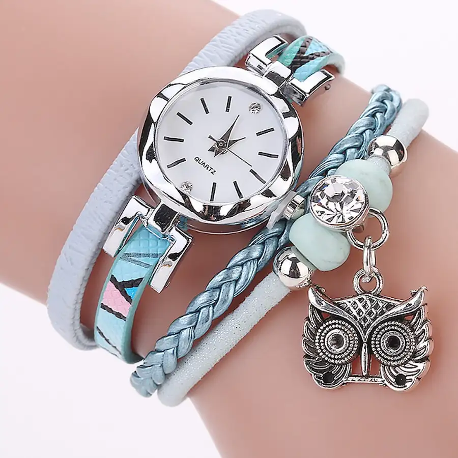 Owl Circle Bracelet Watch New Winding Watch Pu Small Twist Ladies Hand