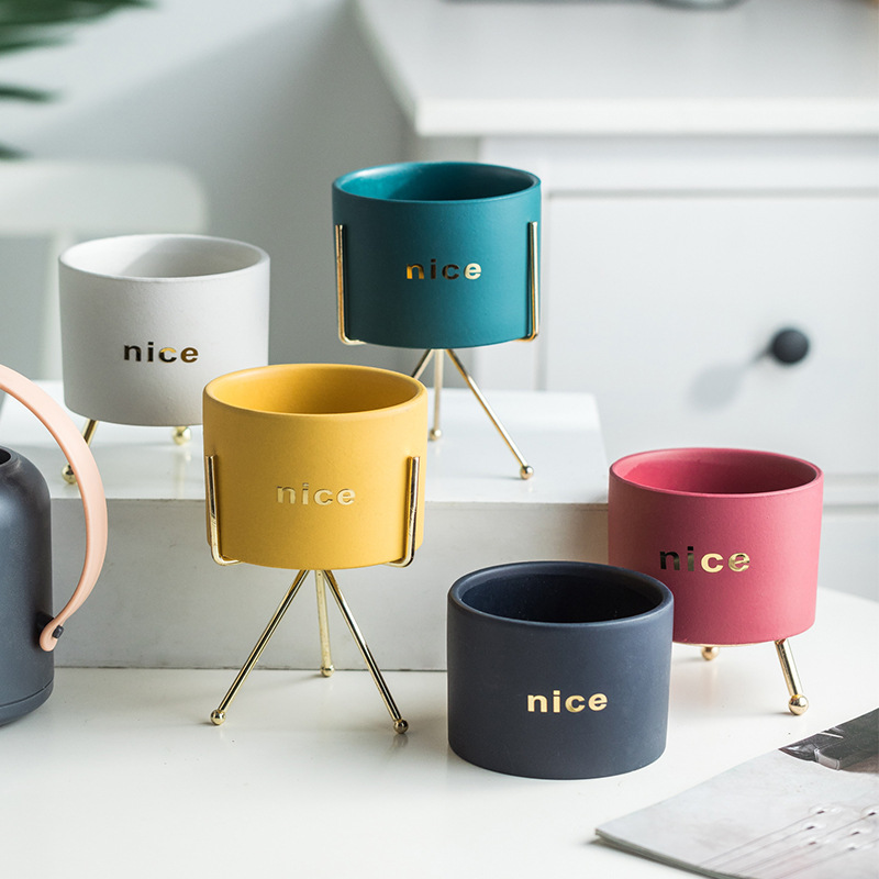 Creative Personality Iron Ceramic Flowerpot