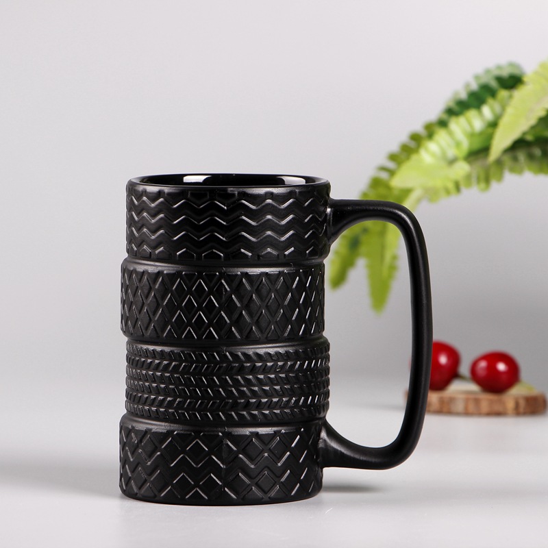 Creative tire cup large capacity ceramic cup New peculiar mug office Cup sales customizable Black - Shop at LoveMi