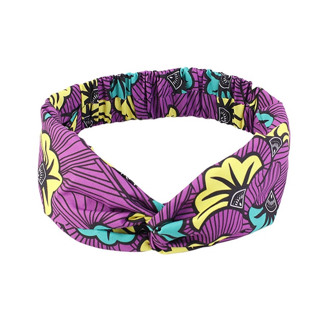 African Pattern Print Headband For Women Twist Style Purple - Shop at LoveMi