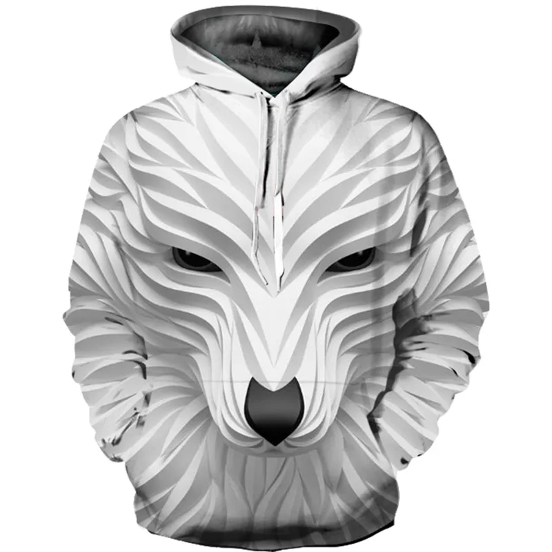 Long Sleeve Hoodies Men Casual Pullovers Hooded Animal 3D