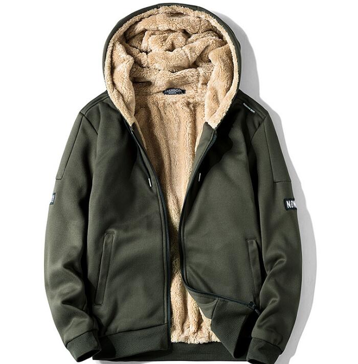 Hooded Plus Velvet Padded Lamb Wool Coat