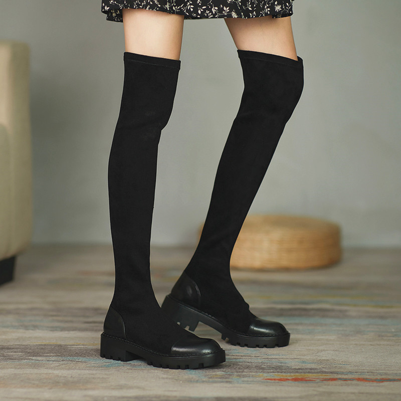 Women's Autumn And Winter Flat Elastic Boots